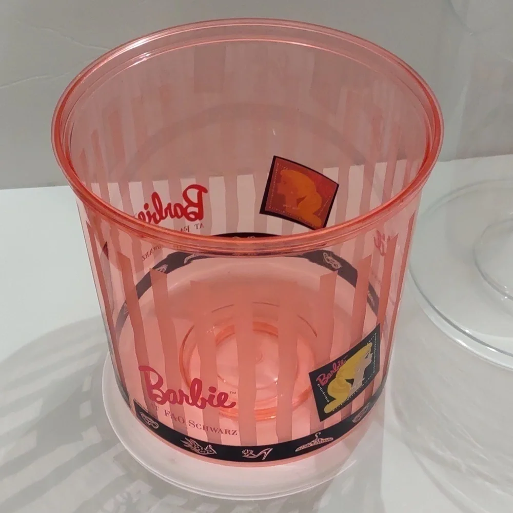 FAO Schwarz 1995 Barbie Ice Bucket Pink Acrylic MCM Style Vintage